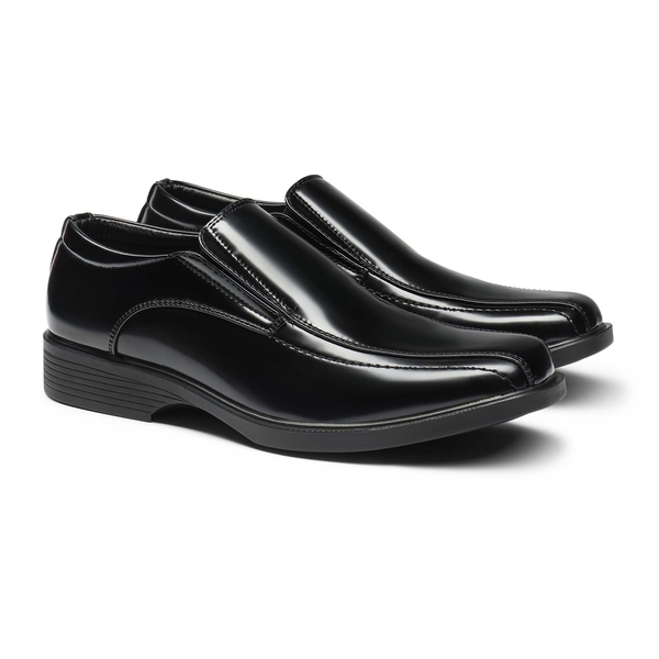 Men's Classic Square Toe PU Leather Loafers - BLACK PAT - 5