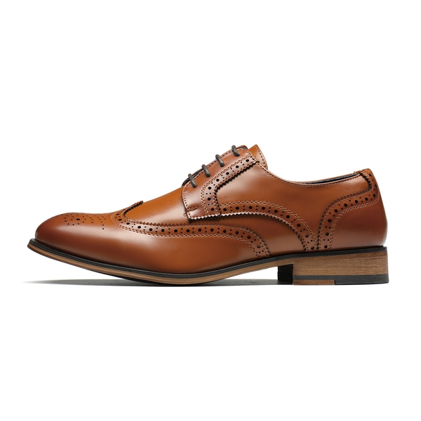 Men's Elegant Wingtip PU Leather Shoes - BROWN - 2