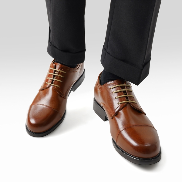 Men's Classic Round Cap Toe Dress Shoes - BROWN - 1