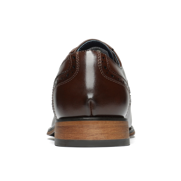 Men's Elegant Wingtip PU Leather Shoes - DARK BROWN - 4