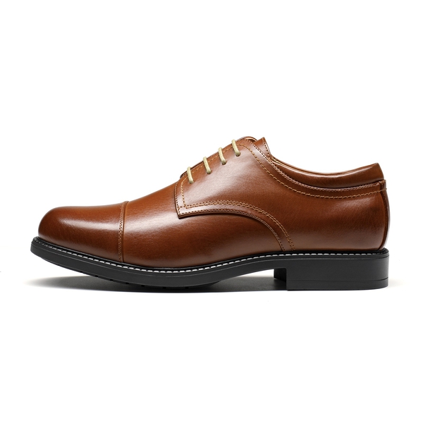 Men's Classic Round Cap Toe Dress Shoes - BROWN - 2