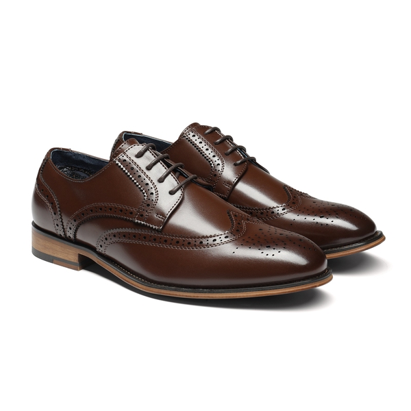 Men's Elegant Wingtip PU Leather Shoes - DARK BROWN - 5