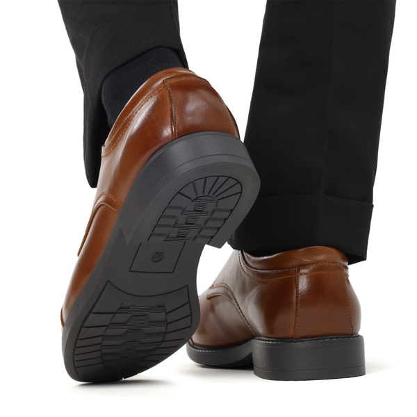 Men's Classic Round Cap Toe Dress Shoes - BROWN - 7