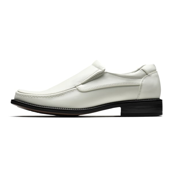 Men's Leather Lined Slip-On Square Toe Dress Loafers - WHITE - 2