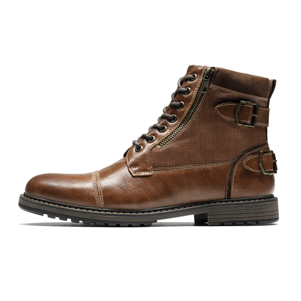 Men's Fur-Lined Oxford Dress Boots - CAMEL - 2