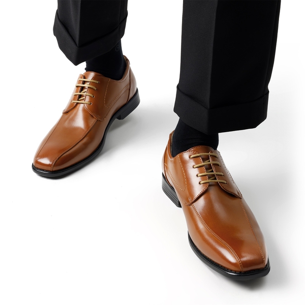 Men's Classic PU Leather Dress Shoes - BROWN - 6