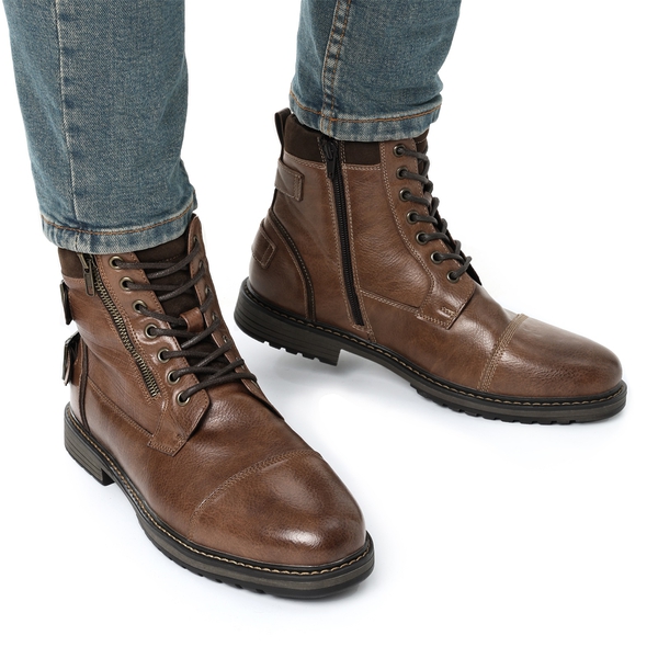 Men's Fur-Lined Oxford Dress Boots - CAMEL - 1