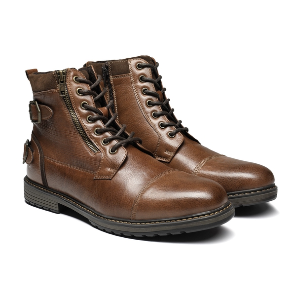 Men's Fur-Lined Oxford Dress Boots - CAMEL - 5
