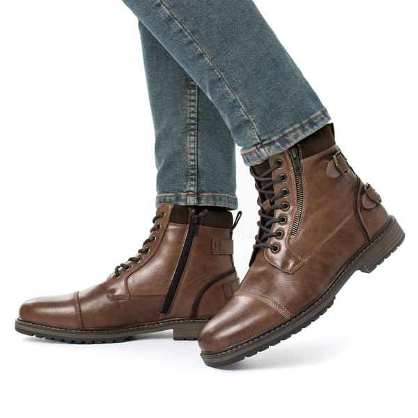Men's Fur-Lined Oxford Dress Boots - CAMEL - 6