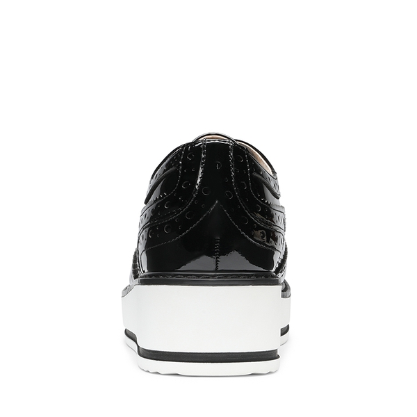Women's Elegant Wingtip Platform Oxfords - BLACK - 4