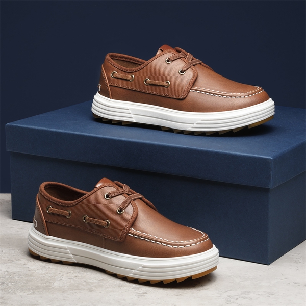 Boys' Casual Boat Shoes - BROWN - 8
