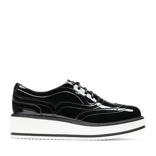 Women's Elegant Wingtip Platform Oxfords - BLACK - 2