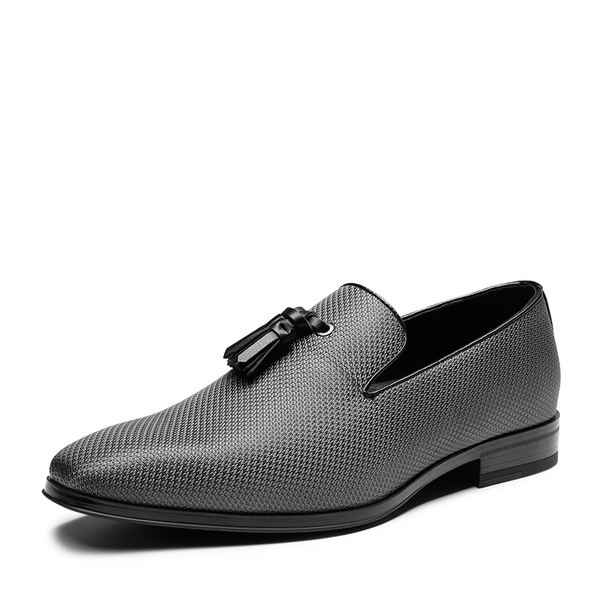 Men's Microfiber Tassle Dress Loafers - GREY -  0