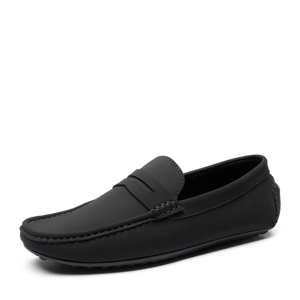 Men's Classic Moc Toe Suede Penny Loafers - BLACK -  0