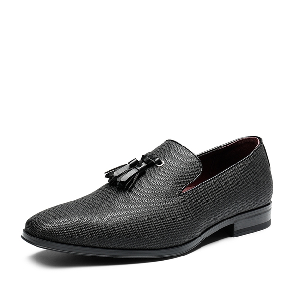 Men's Microfiber Tassle Dress Loafers - BLACK -  0