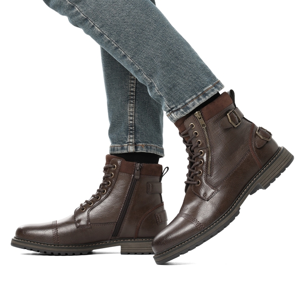 Men's Fur-Lined Oxford Dress Boots - BROWN - 6
