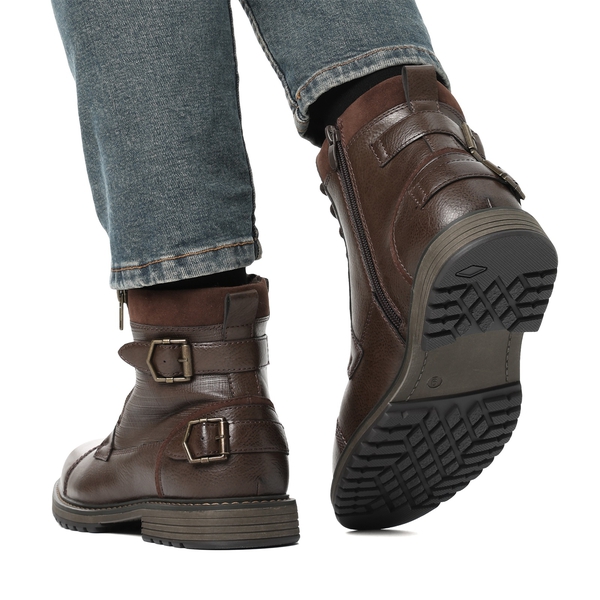 Men's Fur-Lined Oxford Dress Boots - BROWN - 7