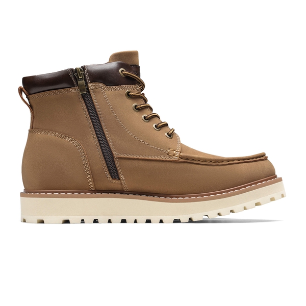 Men's Moc Toe Leather Fashion Boots - BROWN - 3