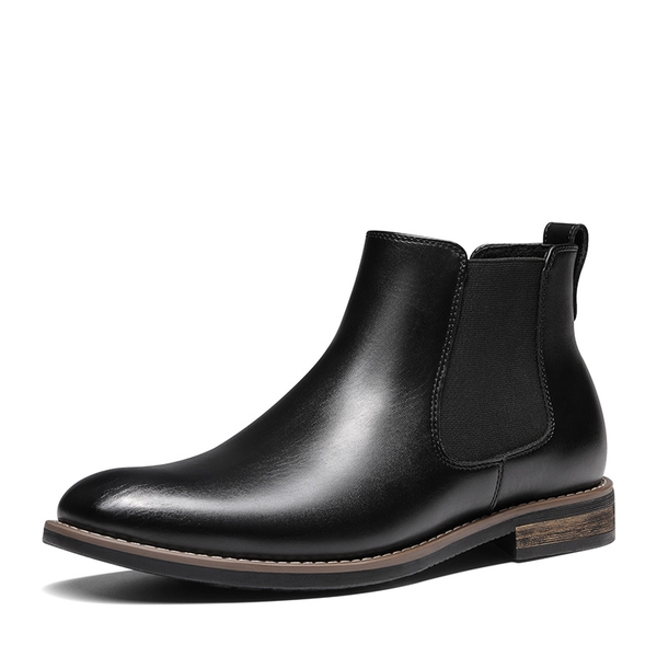 Men's Vegan Leather Dress Chelsea Boots - BLACK -  0