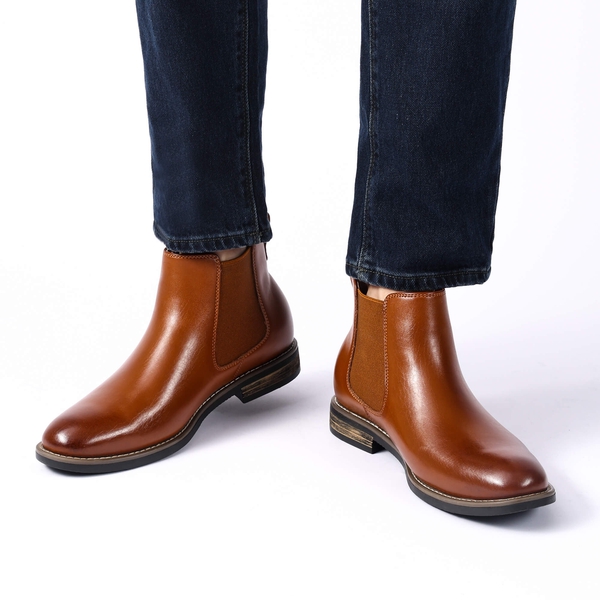 Men's Vegan Leather Dress Chelsea Boots - BROWN - 6