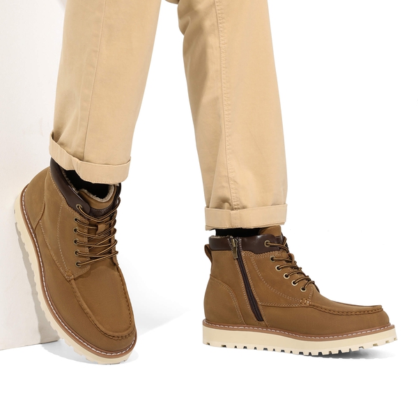 Men's Moc Toe Fur-Lined Boots - BROWN - 6
