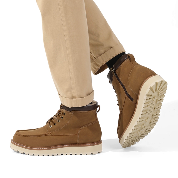 Men's Moc Toe Fur-Lined Boots - BROWN - 7