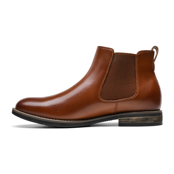 Men's Vegan Leather Dress Chelsea Boots - BROWN - 2