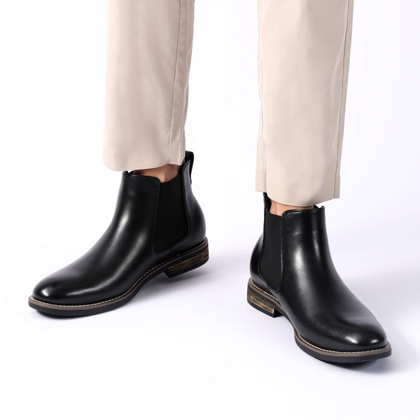 Men's Vegan Leather Dress Chelsea Boots - BLACK - 6