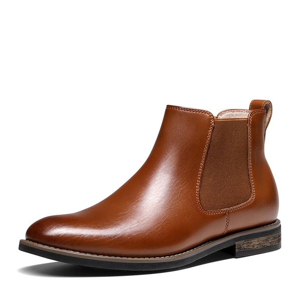 Men's Vegan Leather Dress Chelsea Boots - BROWN -  0