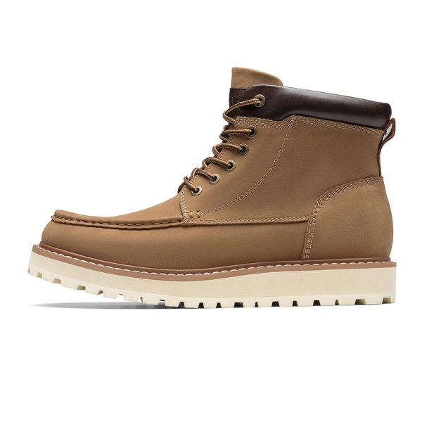 Men's Moc Toe Leather Fashion Boots - BROWN - 2