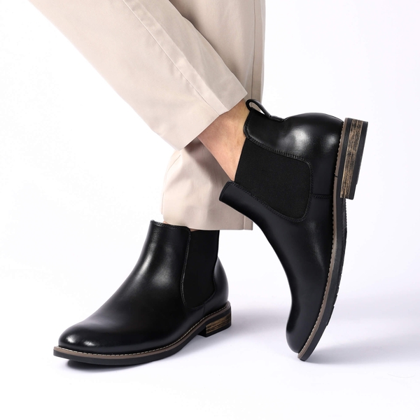 Men's Vegan Leather Dress Chelsea Boots - BLACK - 7