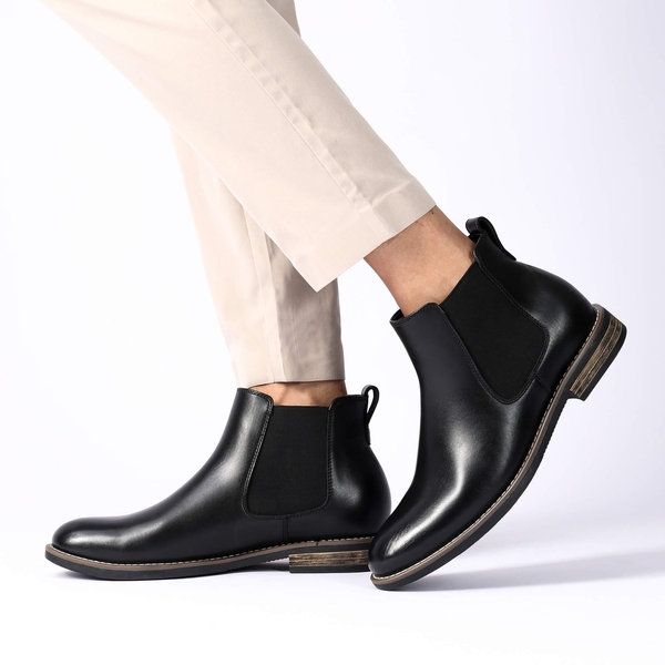 Men's Vegan Leather Dress Chelsea Boots - BLACK - 8