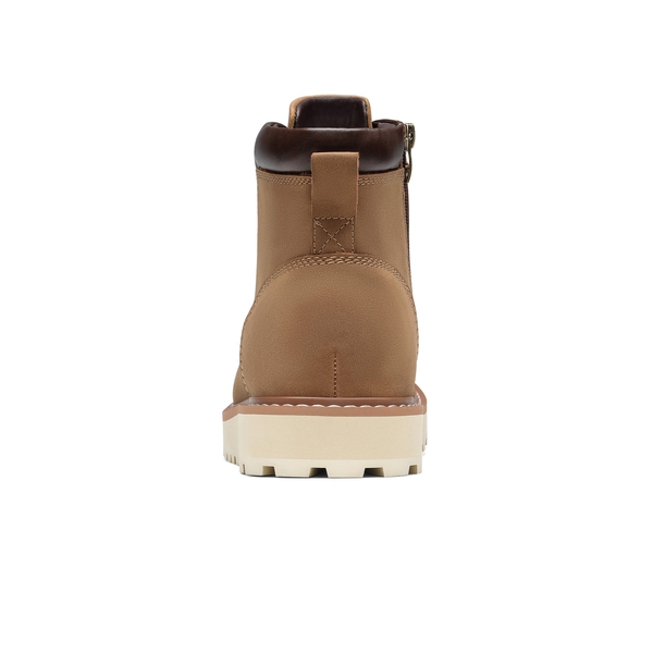 Men's Moc Toe Leather Fashion Boots - BROWN - 5