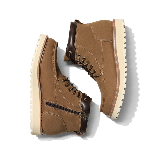 Men's Moc Toe Fur-Lined Boots - BROWN - 1