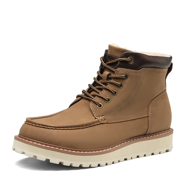 Men's Moc Toe Fur-Lined Boots - BROWN -  0