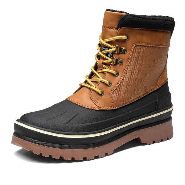 Men's Waterproof Insulated Snow Boots - BLACK-YELLOW - 1