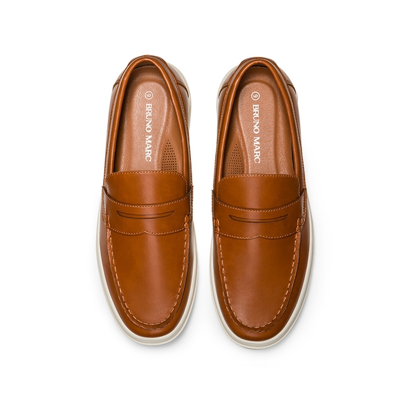 Men's Slip-On Casual Penny Loafers - BROWN - 2