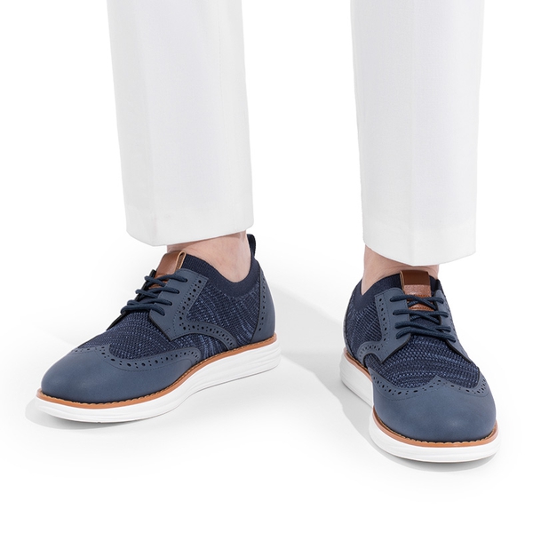 [KnitFlex SmartCraft+] Men's Wingtip Mesh Oxford Sneakers - NAVY - 8