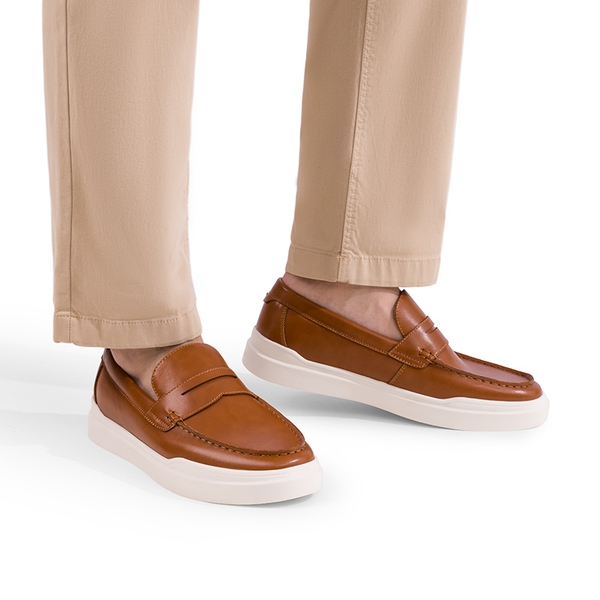 Men's Slip-On Casual Penny Loafers - BROWN - 5