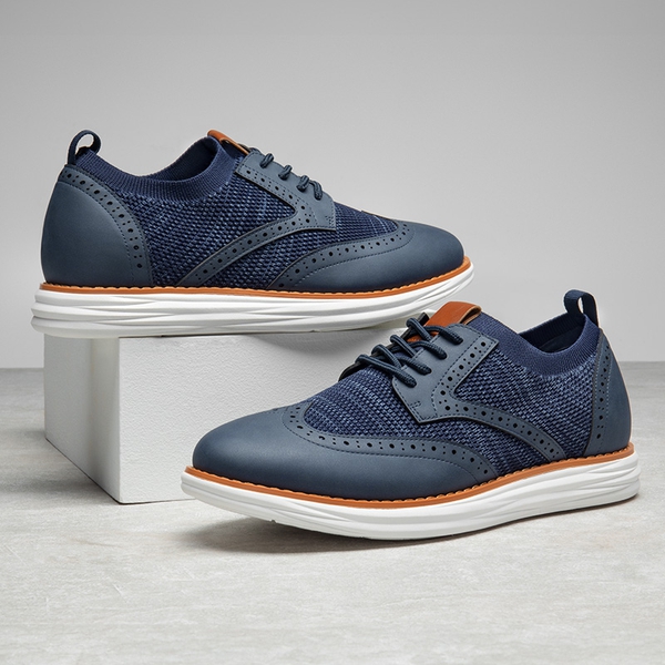 [KnitFlex SmartCraft+] Men's Wingtip Mesh Oxford Sneakers - NAVY - 7