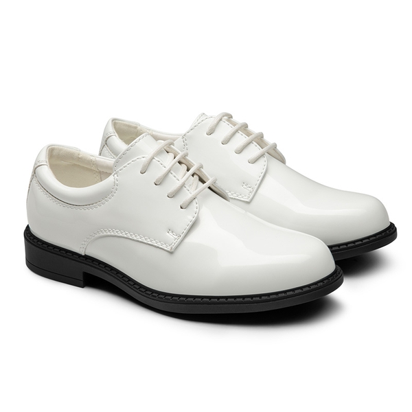 Boys' Plain-Toe Oxford Dress Shoes - WHITE-PAT - 3