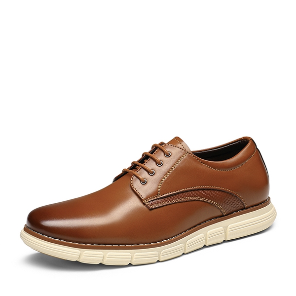 [CrossFlex Neat Polish] Men's Wide Plain-Toe Dress Sneakers - BROWN -  0