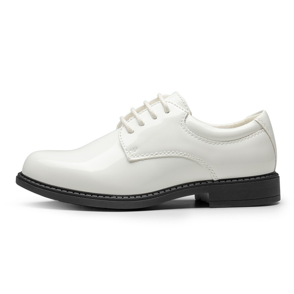 Boys' Plain-Toe Oxford Dress Shoes - WHITE-PAT - 1
