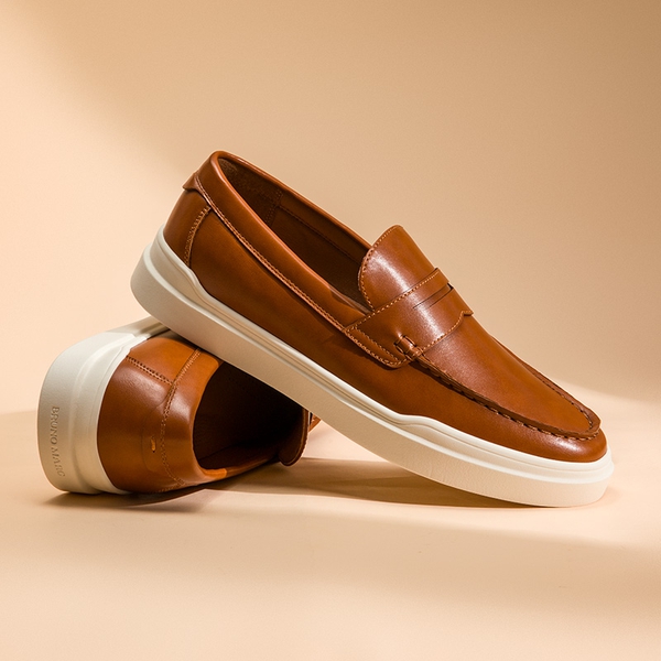 Men's Slip-On Casual Penny Loafers - BROWN - 8