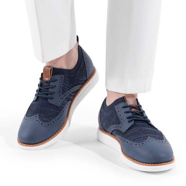 [KnitFlex SmartCraft+] Men's Wingtip Mesh Oxford Sneakers - NAVY - 6