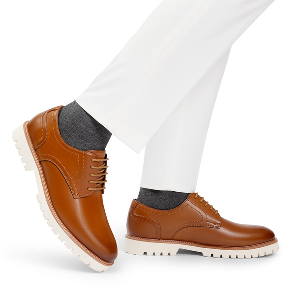 Men's Plain-Toe Oxford Dress Shoes - BROWN - 6