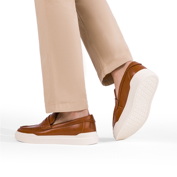 Men's Slip-On Casual Penny Loafers - BROWN - 7