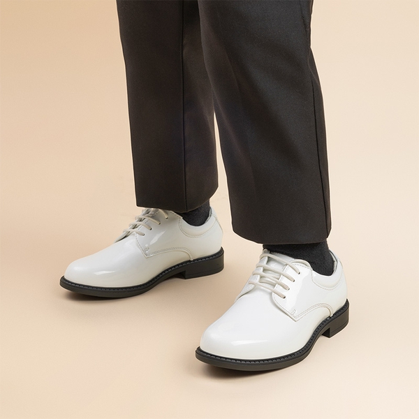 Boys' Plain-Toe Oxford Dress Shoes - WHITE-PAT - 8