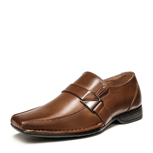 Men's Wide Monk Strap Dress Loafer Shoes - BROWN -  0