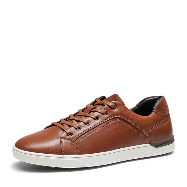 Men's Wide Classic Vegan Leather Sneakers - BROWN -  0